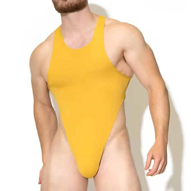 Mens Bodysuit Thong Leotard Trend Fashion One-piece Vest Bodywear New  Stretch Leotard Open Butt Siamese