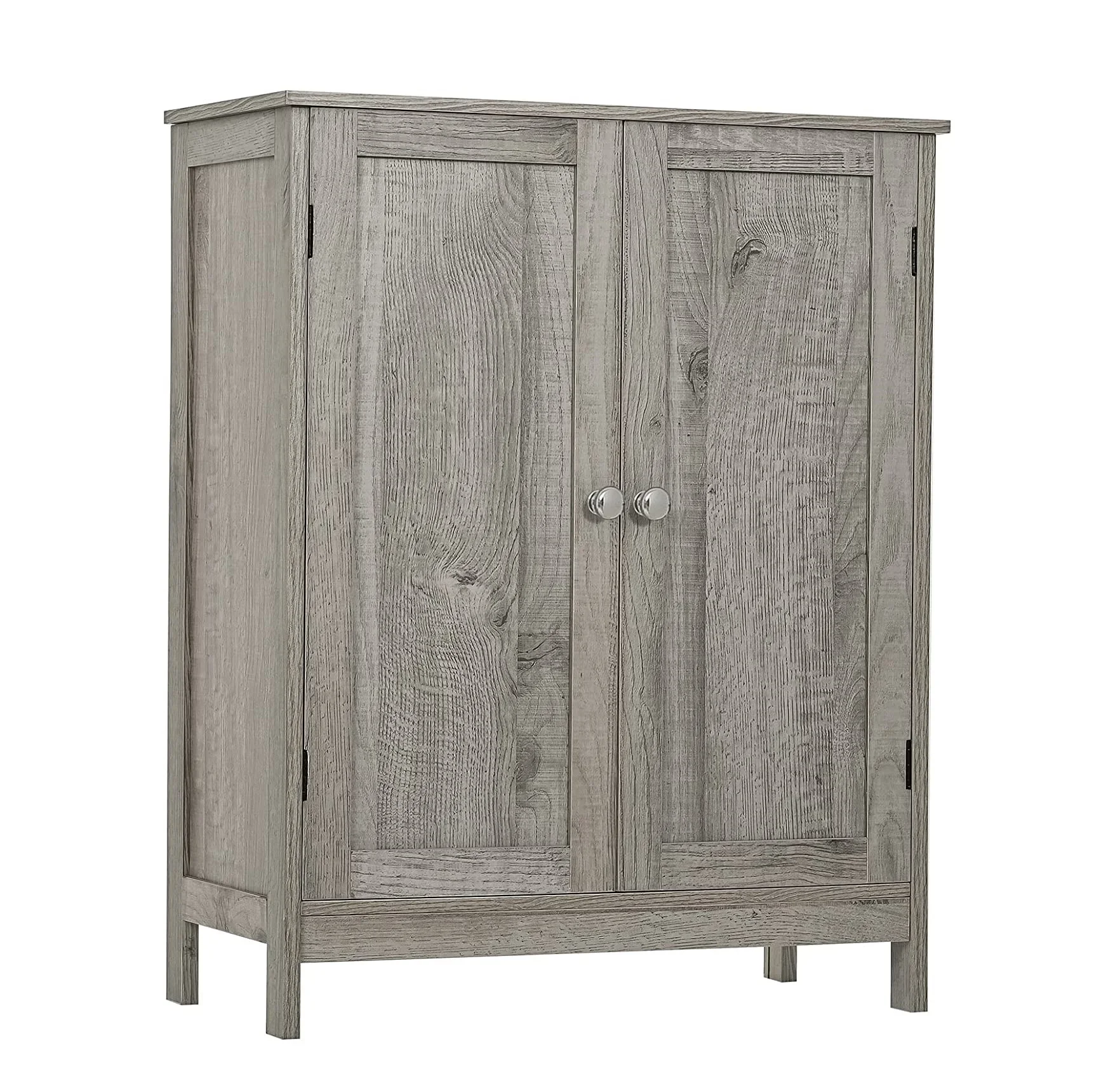 

Floor Storage Cabinet 2 Adjustable Shelves & 2 Doors Wooden Shoe Cabinet For Entryway Living Room