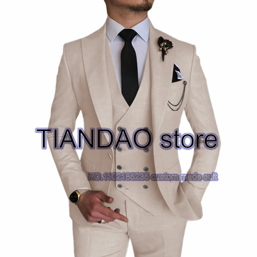 Dark Gray Men\'s Business Suit 3 Piece Blazer Pants Vest Formal Workwear Wedding Groom Tuxedo Slim Fit Jacket