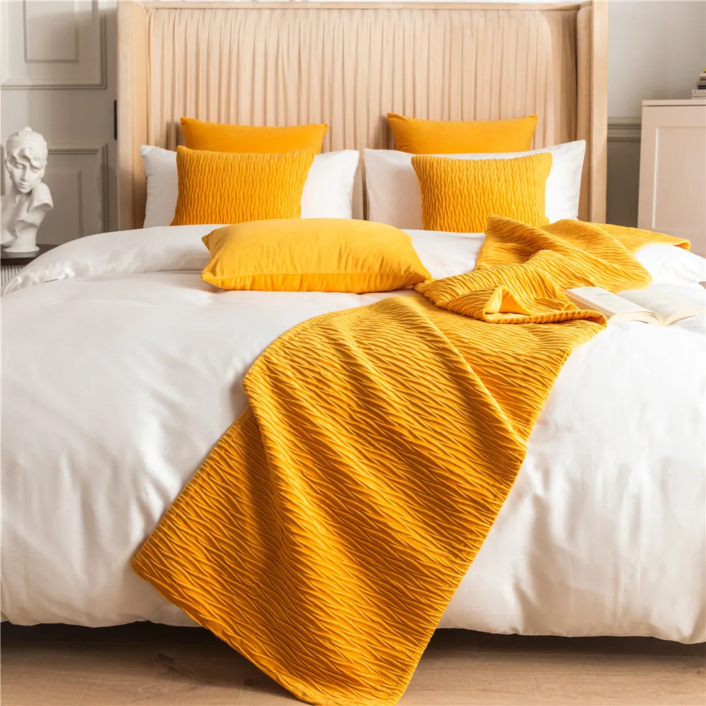 

Pleat Velvet Wavy Pattern Bed Runner Home Hotel Throw Beds Towel Table Runner Dining Wedding Party Decor Bed Tail Towel Bed Flag