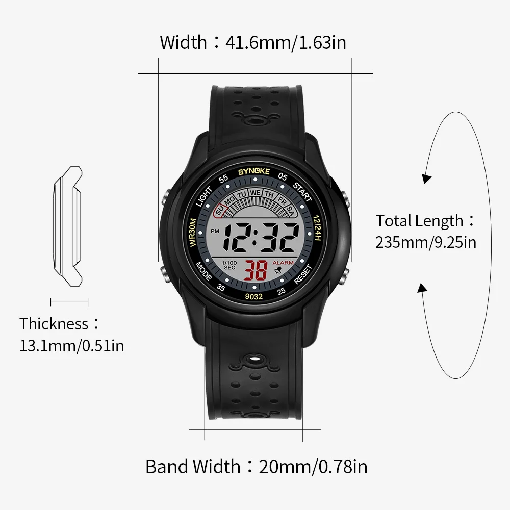 SYNOKE Electronic Watch For Mans Sport Watch Multifunction Sports Waterproof Luminous LED Digital Boy Student Fashion