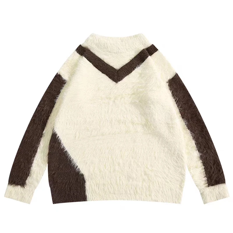 

Autumn Men Knitted Jumper Sweaters Hip Hop Color Block Knitwear 2023 Streetwear Harajuku Fashion Casual Pullovers Male Clothing
