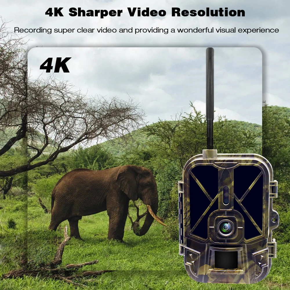 4K Live Stream Media APP Clould Service   Hunting Trail Camera 4G 30MP Night Vision Photo Traps Cam HC940PRO