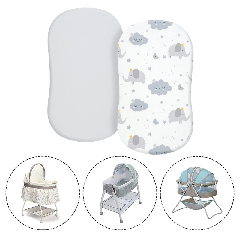 B2EB Pack of 2pcs Breathable Baby Bassinet Sheets Print Fitted Sheet for Newborn