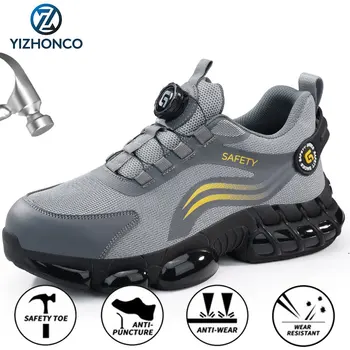 YIZHONCO homme chaussures de sécurité pour le travail maille supérieure respirant semelle en TPU rembourré anti-dérapant léger homme chaussures de sécurité pour le travail