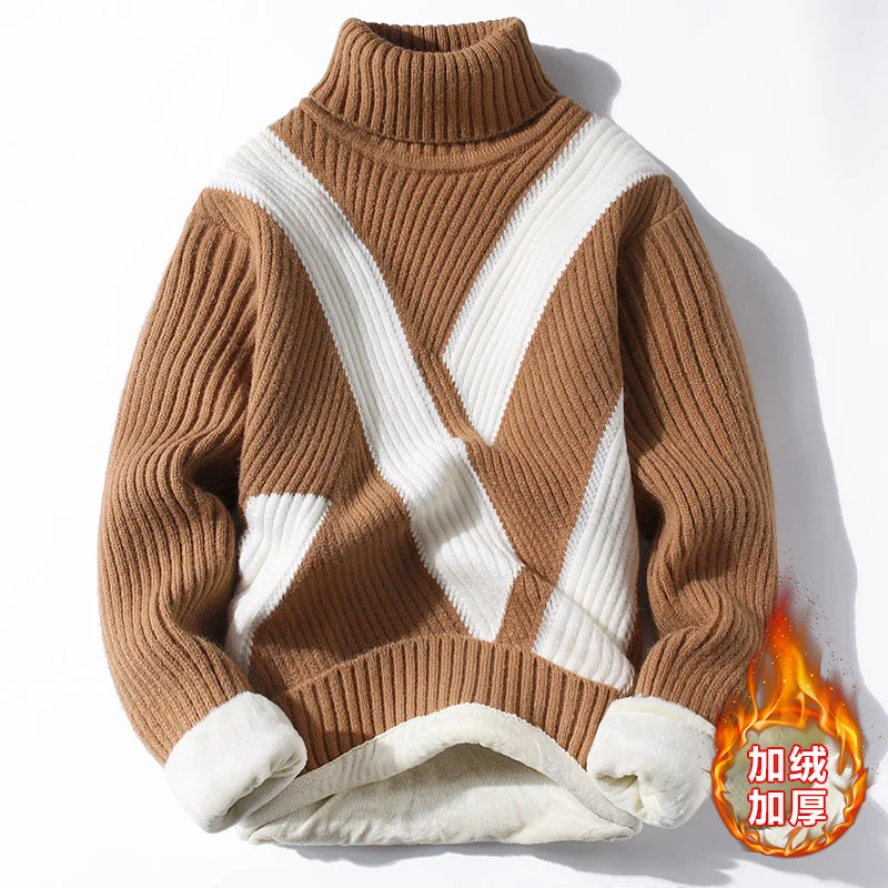 

Turtleneck Men Cashmere Cotton Blend Pullover Jumper 2024 Autumn Winter Knitwear Homme Hombre Pull Homme Knitted Sweater C59