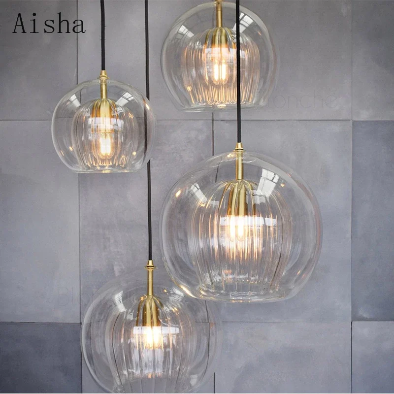 

Nordic Glass Ball Led Pendant Lights Modern Kitchen Hanging Lamp Bar Loft Industrial Lamp Dining Living Room Fixtures Home Decor