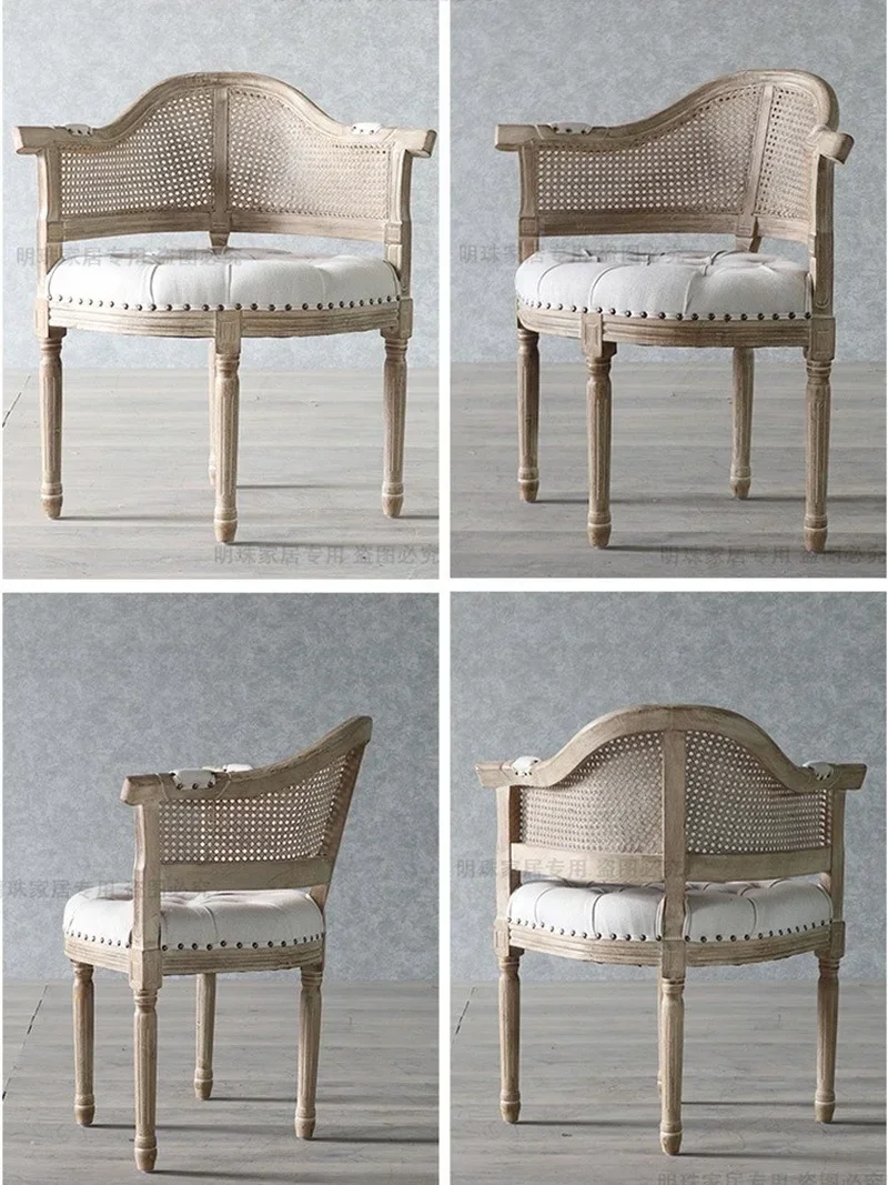 Made French Country Armchair, American Light Luxury Retro Dining Chair, Cafe, Bar, Designer Leisure Chair