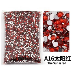 Variety Pack of Small Resin Rhinestones for Nail Art and DIY Crafts - Bulk Wholesale Flat Back Crystals (Sun Red)