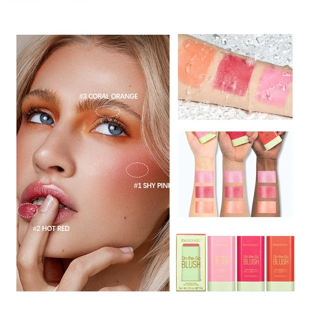 Tinted Moistured 3-in-1 Blush Stick Lipstick Eyes Cheek and Lip Tint Waterproof Lightweight Cream Multi Makeup