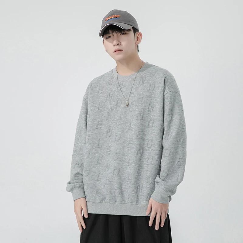 Fashion O-Neck Solid Color Letter Sweatshirts Men's Clothing 2024 Spring Summer New Loose Casual Tops All-match Sweatshirts