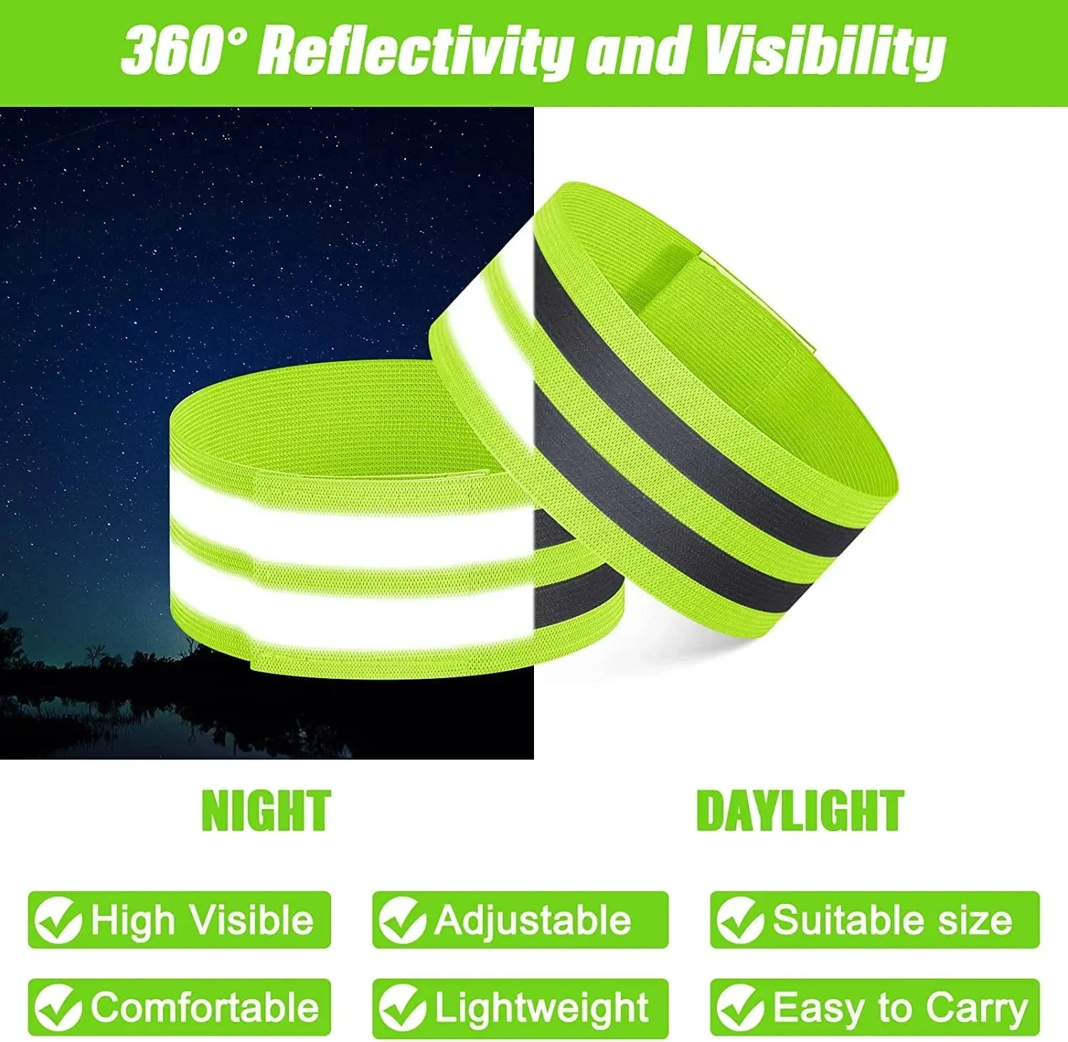 2pcs Reflective Bands Arm Belt LED Reflective Light Arm Armband Strap Safety Belt for Night Running Jogging Cycling Wristband reflective arm bands reflective safety light