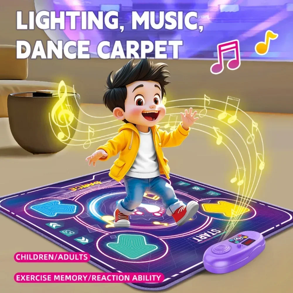 Music Dance Blanket Light Game Dance Mat Toys for 3-12 Year Old Boys Girls Indoor Sports Music Game Toy with 5 Modes