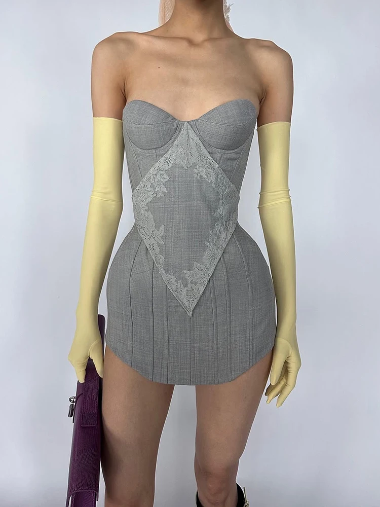 Nibber Hottie Dress Women Jacquard Patchwork Sexy Trend Sleeveless Stretch Skinny Coquette Midnight Party Clubwear Mini Bodycon