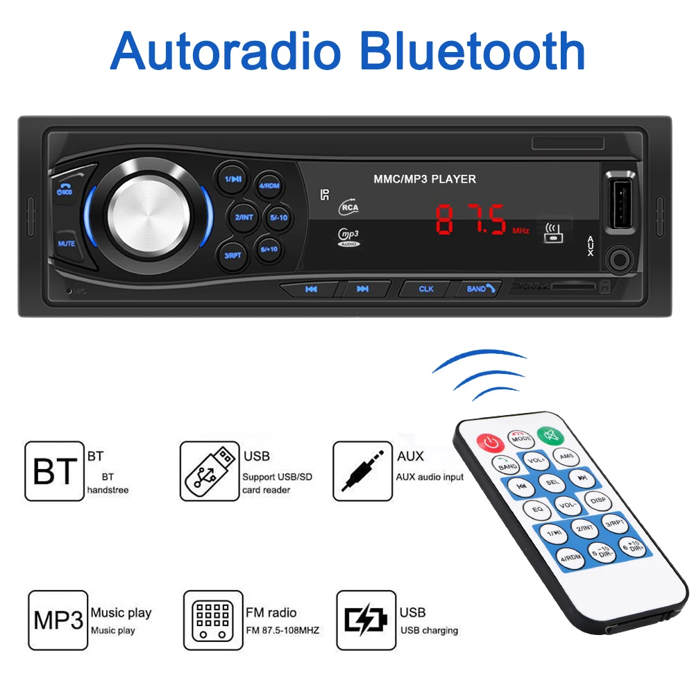 1Din USB SD AUX-IN 제어 자동차 액세서리, 자동 FM 스테레오 오..