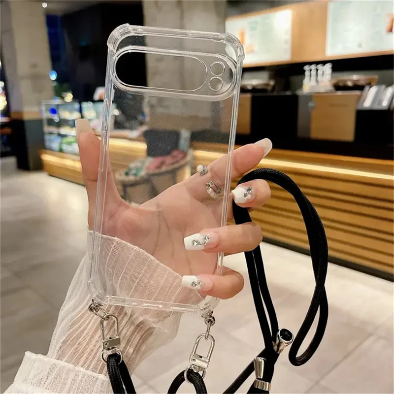 Premium Transparent Crossbody Phone Case with Necklace Cord Lanyard and Soft Bumper Cover