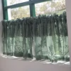 Korean/Japanese Double Pleated Dark Green Lace Short Curtains Korea Pastoral Geometric Half Curtains for Kitchen Valance #A585 6