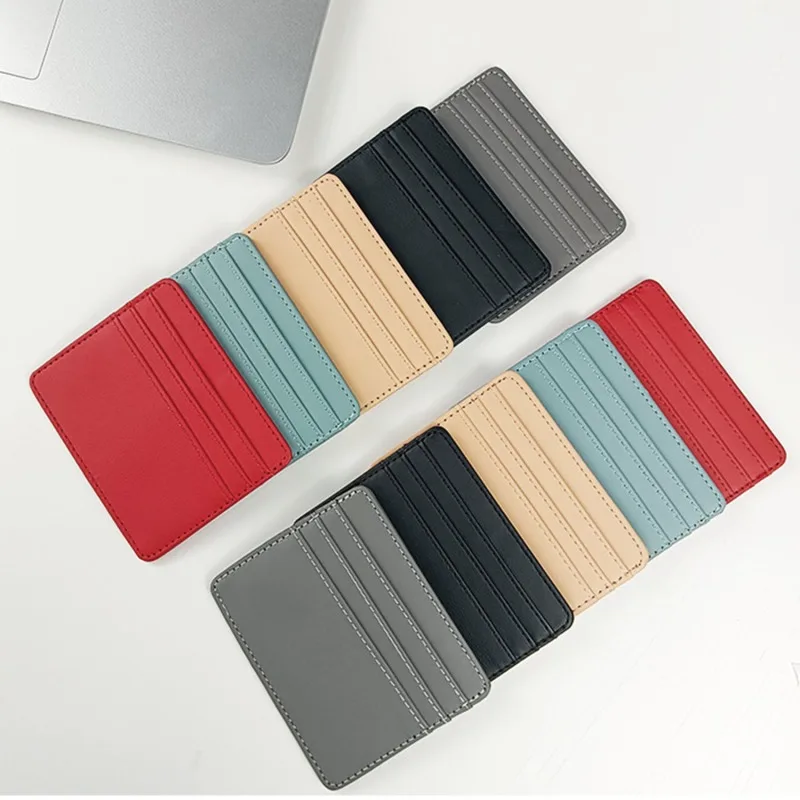 

Ultra Thin Leather ID Card Holder Bank Credit Card Purse Multi Slot Slim Card Case Wallet Women Men Card Cover Male Female