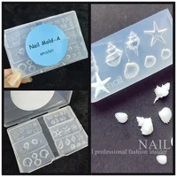 6pcs/box  Letter Sea Shell Flower Nail Acrylic Mold Nail Art Decorations  DIY Silicone Decorated  Nail Art Templates Nails Mould 2