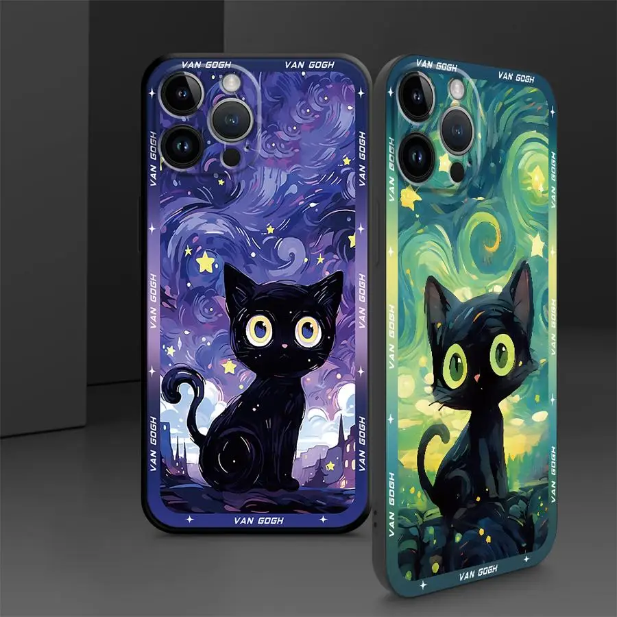 Van Gogh Art Black Soft Cover Phone Case Shell Bumper