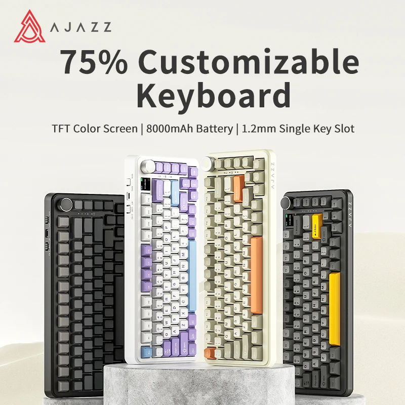 AJAZZ AK820MAX  Keyboard Wired/Wireless Tri-Mode 75% Layout With 0.85" TFT Screem 82Key Full Hot-Swappable For PC 1