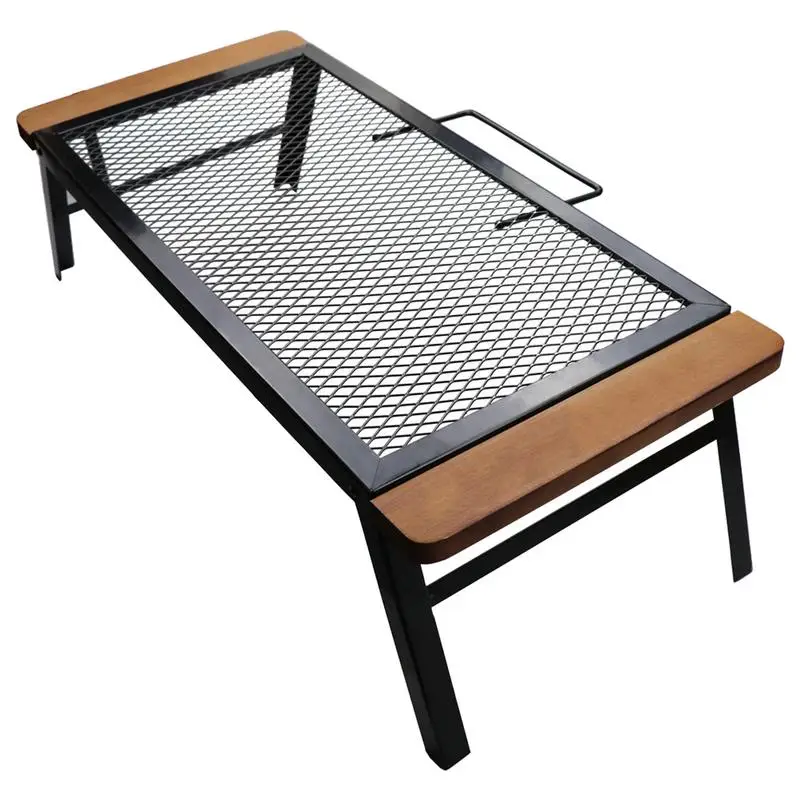 

Camping Table Outdoor Anti-scalding Port Barbecue Iron Table Convenient Folding Net Table With Handle Camping BBQ Net Table