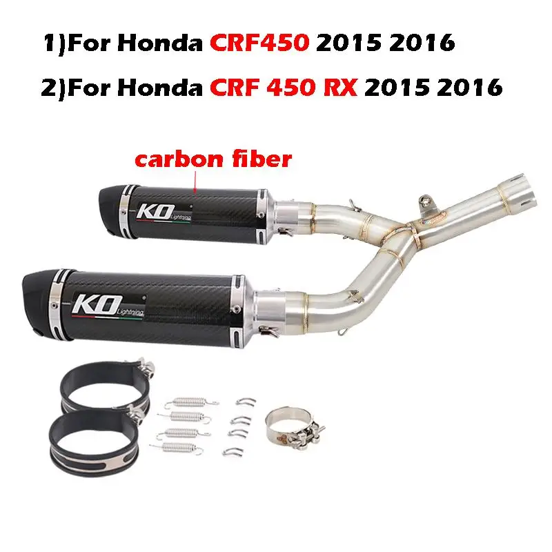 

Для Honda CRF450 CRF 450 RX CRF450RX 2015 2016 мотоциклетный Средний выхлопной соединительный трубопровод без застежки из углеродного волокна глушитель