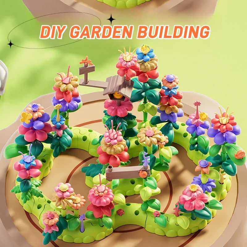 51PCS DIY Garden Building Blocks DIY Intelligence Flower Grow Imagination Assembly Build bricks kid Toys