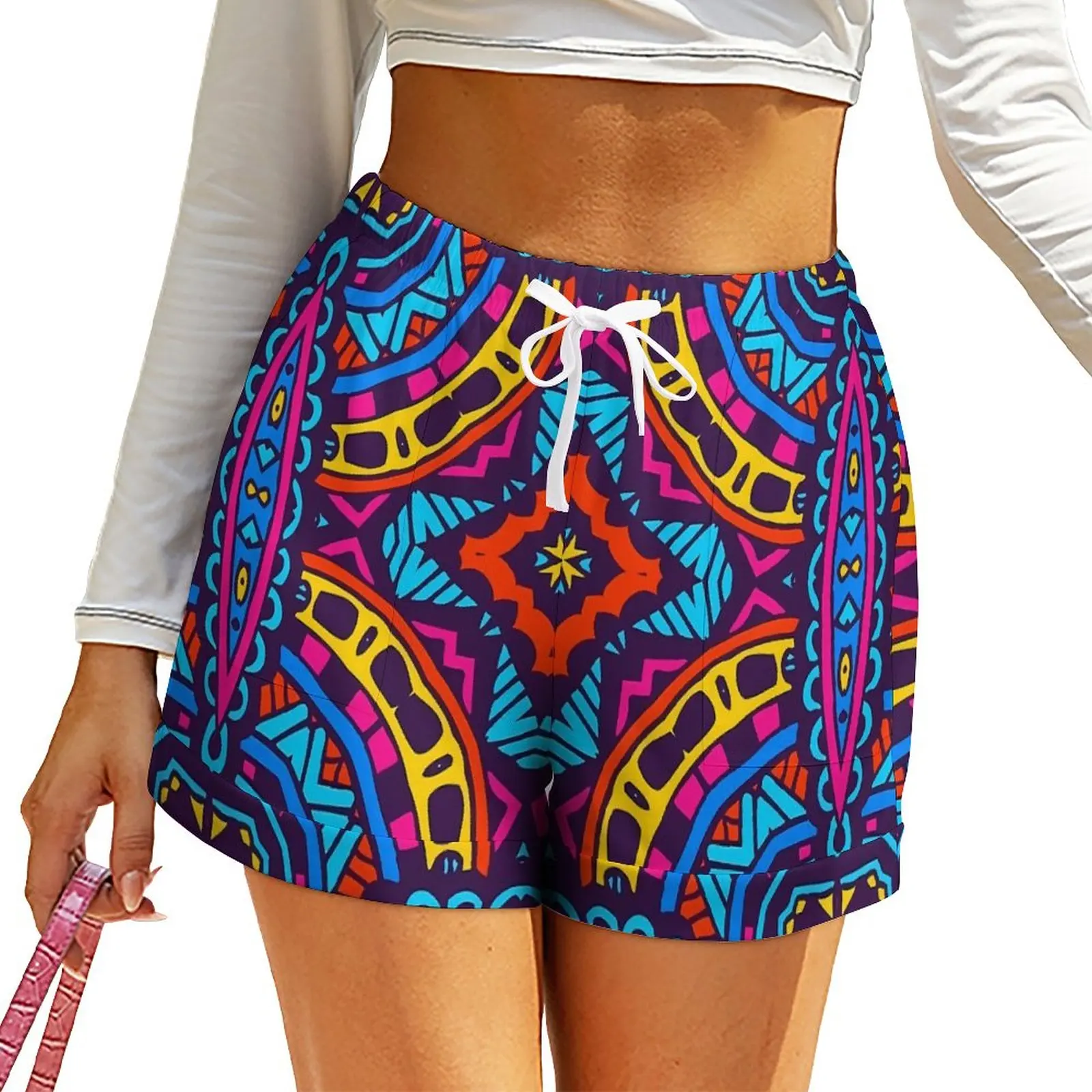 

Tribal Print Shorts High Waist Boho Shorts Women Streetwear Oversize Short Pants Summer Y2k Custom Bottoms