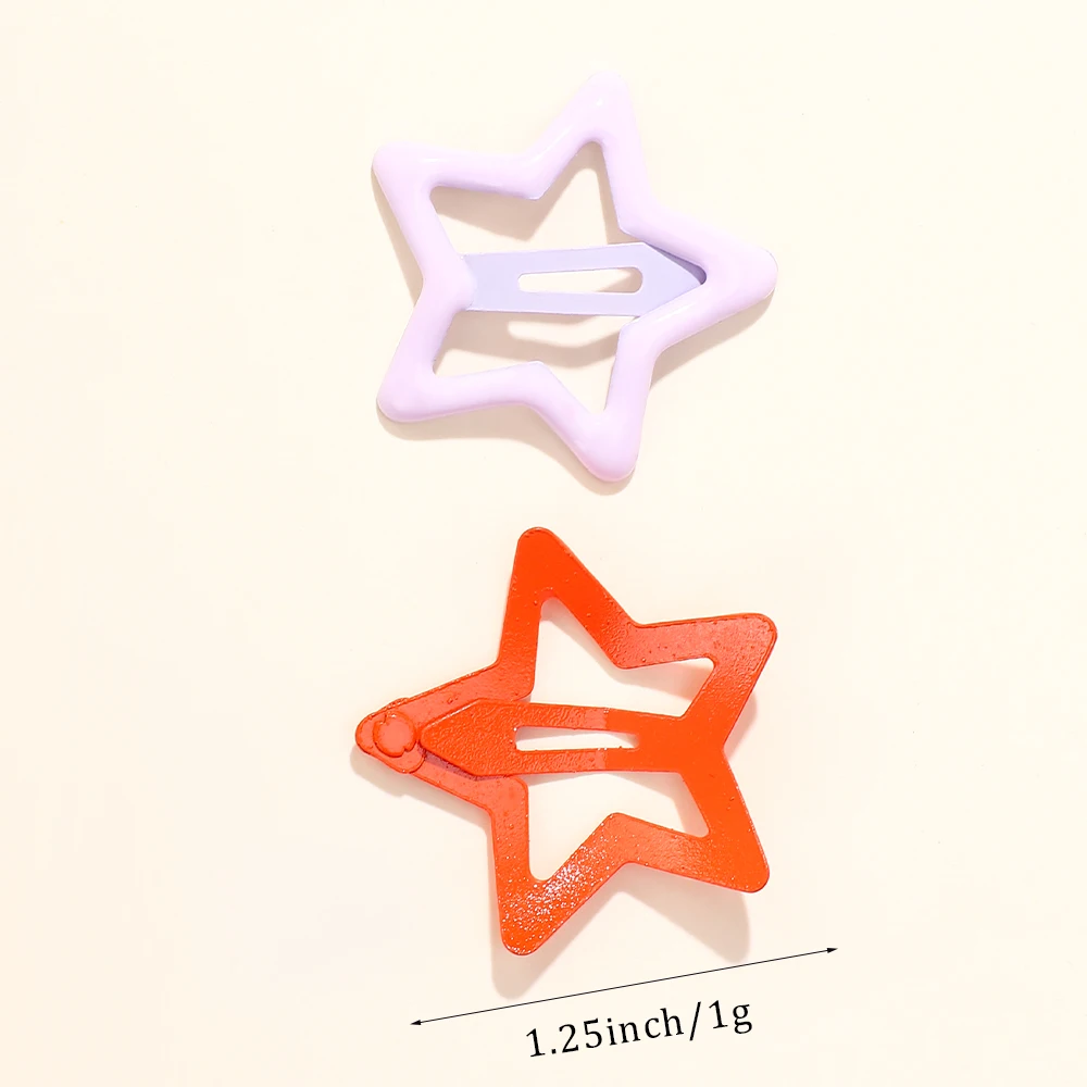 30Pcs 무작위 다채로운 스타 BB 헤어 클립 소녀 귀여운 스타 바레트 여성 간단한 금속 스냅 클립 머리 장식 헤어 쥬얼리 액세서리