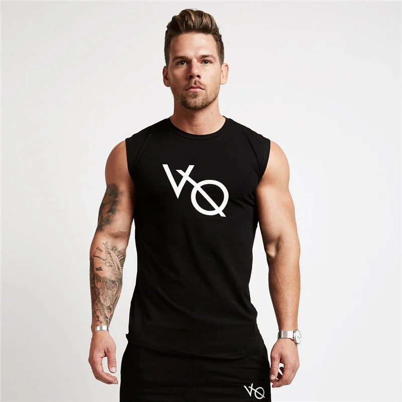 

Summer New Men Vest Sports Fitness Cotton Round Neck Printed Sleeveless T-Shirt Jogger Gym Running Basketball Training Clothes