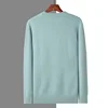 Autumn and winter new men's thick round neck 100% mink velvet sweater knitted pullover long sleeve fashion loose solid coat 2