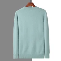 Autumn and winter new men's thick round neck 100% mink velvet sweater knitted pullover long sleeve fashion loose solid coat 2
