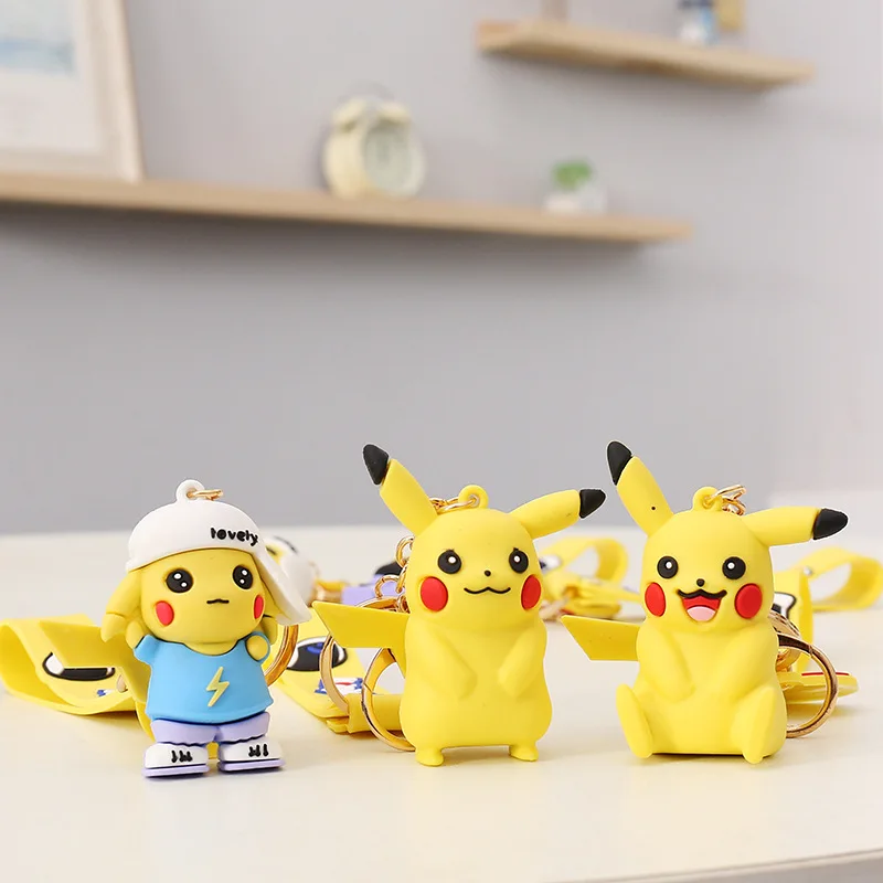 

Kawaii Cartoon Anime Figure Pokemon Fashion Sweater Pikachu Doll Pendant Keychain For Women Men Cute Bag Pendant Car Key Chain