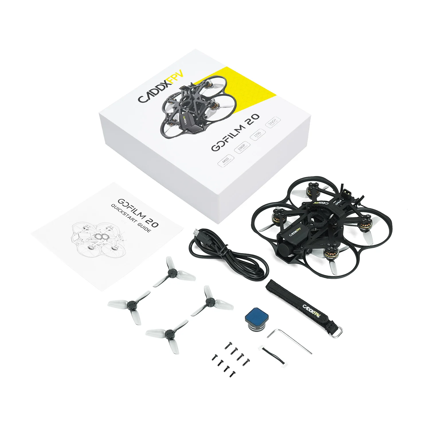 CADDX Gofilm 20 FPV 드론 2인치 Walksnail Moonlight VTX 4K 60fps 녹화 1303 6000KV 모터 RC 쿼드콥터 프리스타일 드론