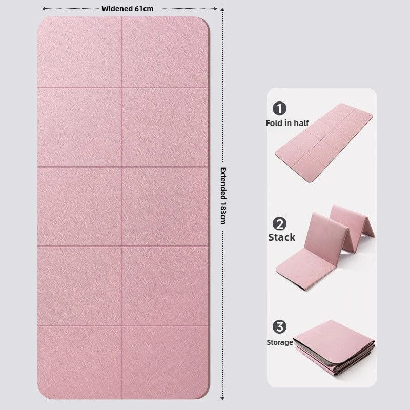 Eco-Friendly TPE Foldable Yoga Mat Double-Sided Non-Slip Travel Fitness Exercise Mat for Pilates and Floor Workouts