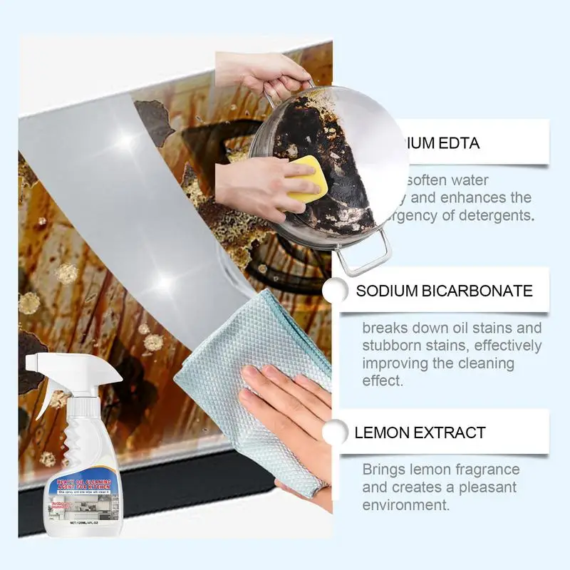 Kitchen Oil Stain Remover Hood Degreaser 120ml Kitchen Grease Cleaner Oil Stains Degreaser Cleaner Spray For Grills Ovens