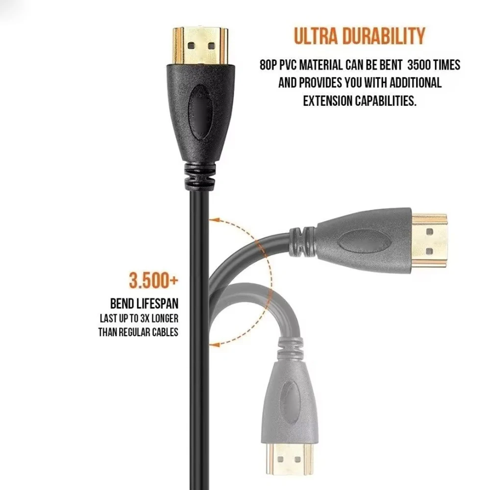 High-Speed HDMI Cable with 1080P 3D Audio and Video Output
