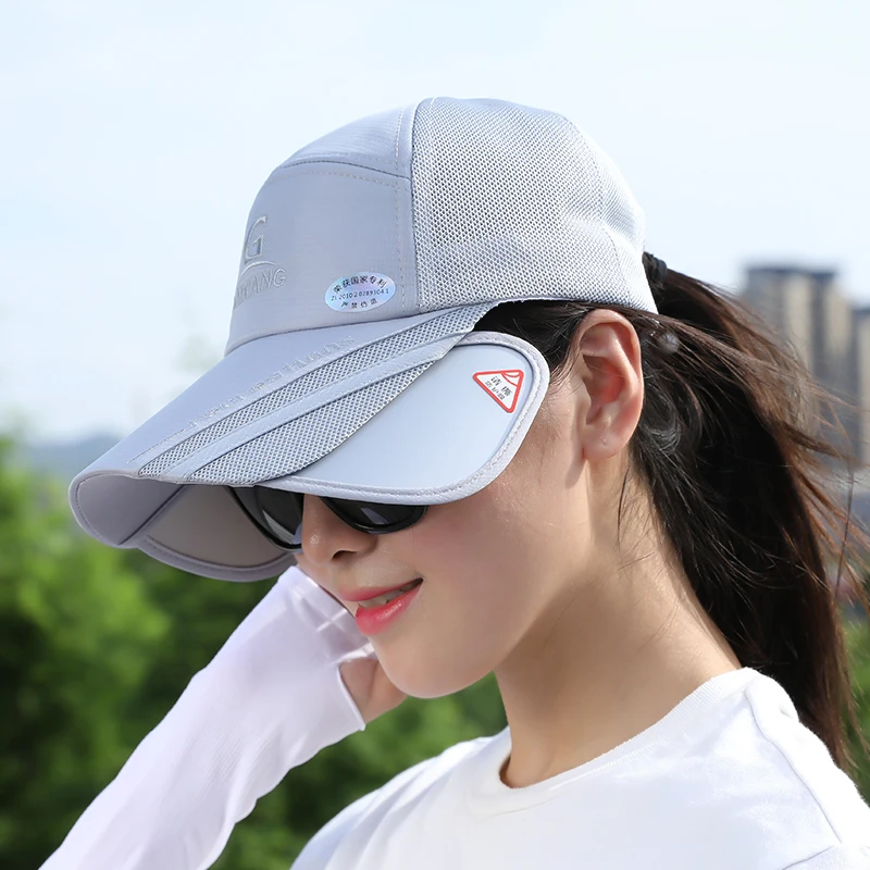조절 가능한 챙 야구 모자 야외용 햇빛 가리개 낚시용 햇빛 차단 덕빌 캡 유니섹스 여름 캐주얼 스타일 라운드 탑 캡 ...