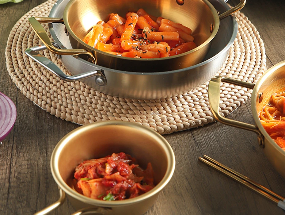 Golden Noodle Pot Korean Style Stainless Steel Soup Pot Gas Induction Pot 20 Cm