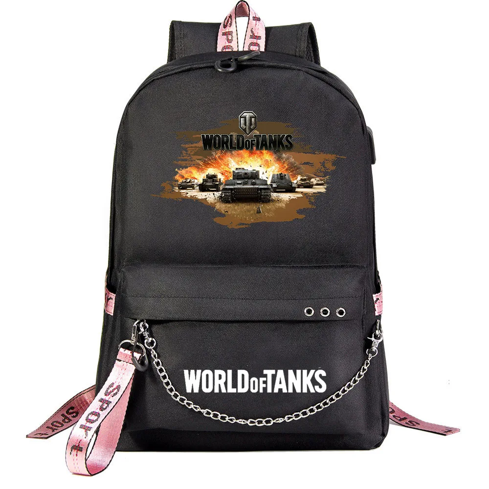 Game World Of Tanks Boys Girls School Bags Teenager Usb Charging Chain Travel Backpack Student College Bookbag Mochila