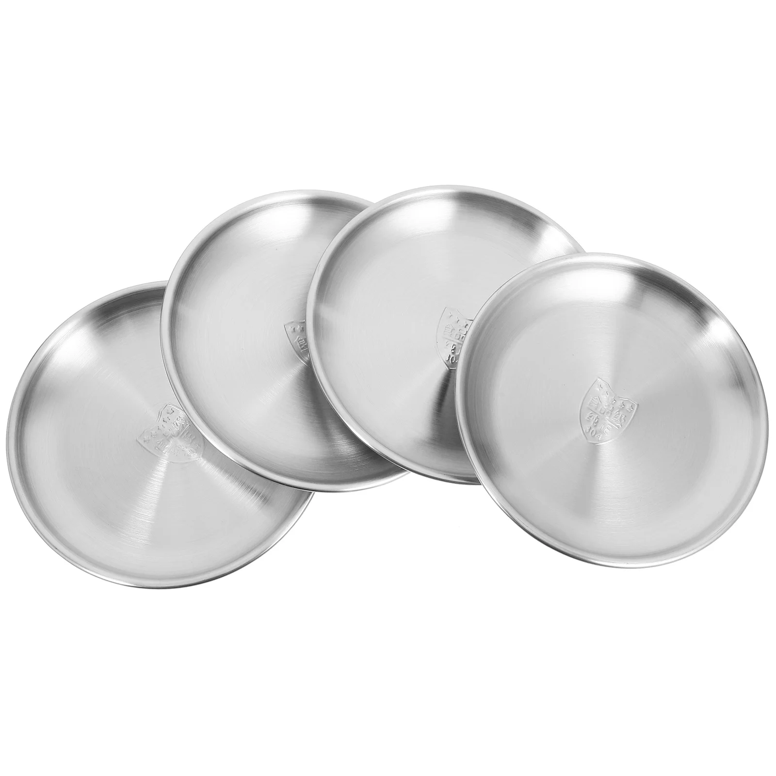 4 Pcs Outdoor Plates Stainless Steel Tray Dinner Large Serving Reusable Safe Child