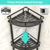 Standing Shower Caddy-4 Tier Stand with Soap Dish, 4 Hooks, Adjustable Feet for Corner-Black 2