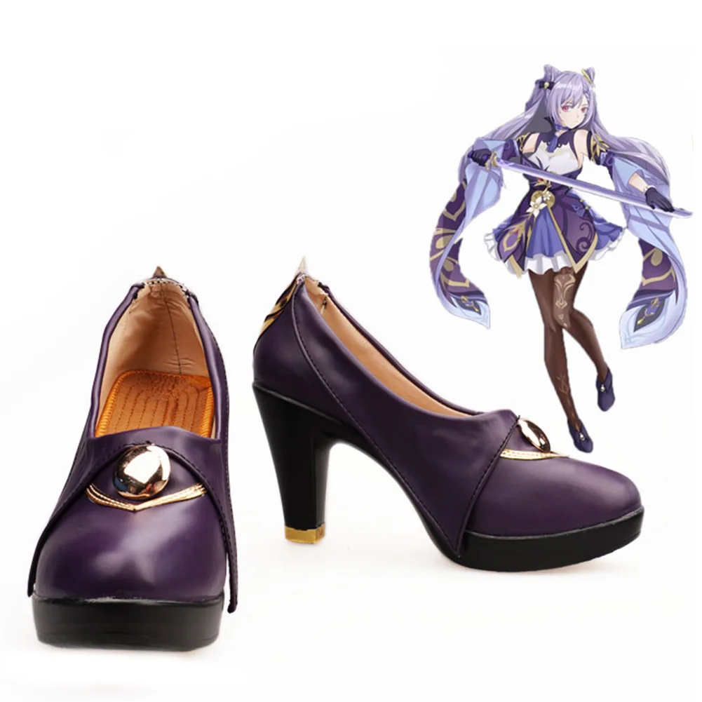 

Game Genshin Impact Keqing Cosplay Shoes Boots Halloween Costumes Accessory Custom Made