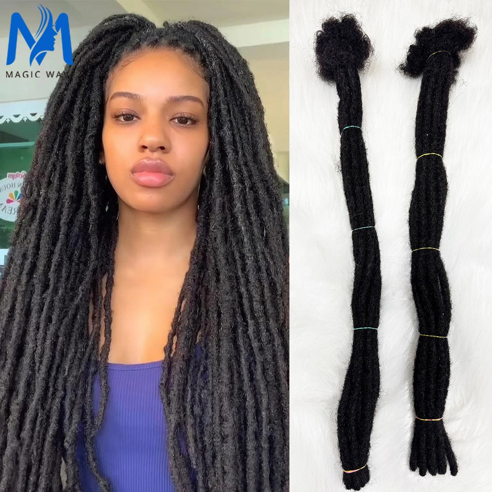 50 Strands Full Handmade 100% Real Human Hair Loc Dreadlock Extension for Men Women 6-20 Inches Loc Extension Human Hair 1