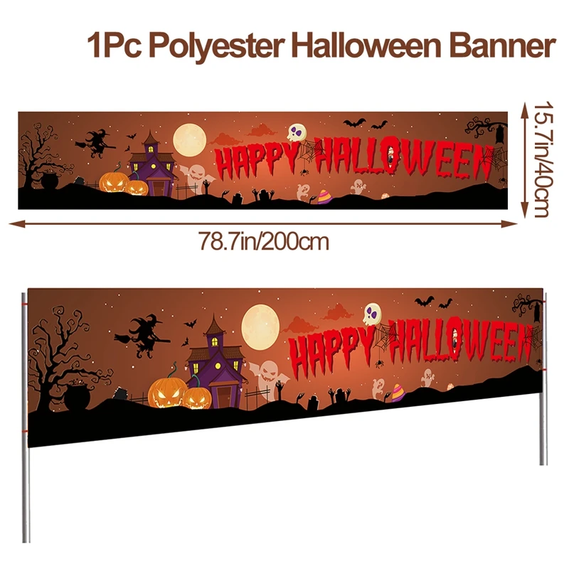 Halloween Deko-Set Für Haus & Garten – Mit Banner, Ballons, Spinnennetz, Kuchendeckchen & Mehr