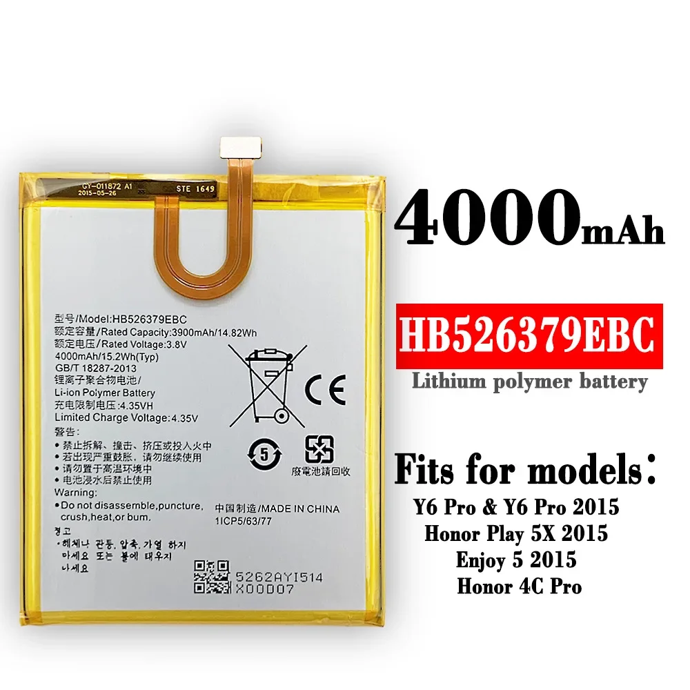 

Сменный аккумулятор для Huawei Y6 Pro Play 5X Enjoy 5 Honor 4C Pro HB526379EBC, новые батареи с номером отслеживания