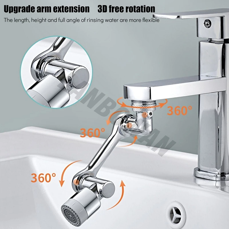 Universal 1080° Rotatable Faucet Aerator Extender Plastic Splash Filter Faucets Bubbler Nozzle Robotic Arm for Kitchen Bathroom 2