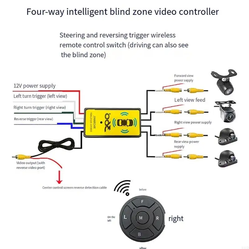 Wireless Remote Control Car Camera Switcher Adapter for Enhanced Safety Wide Angle Rear View Monitoring