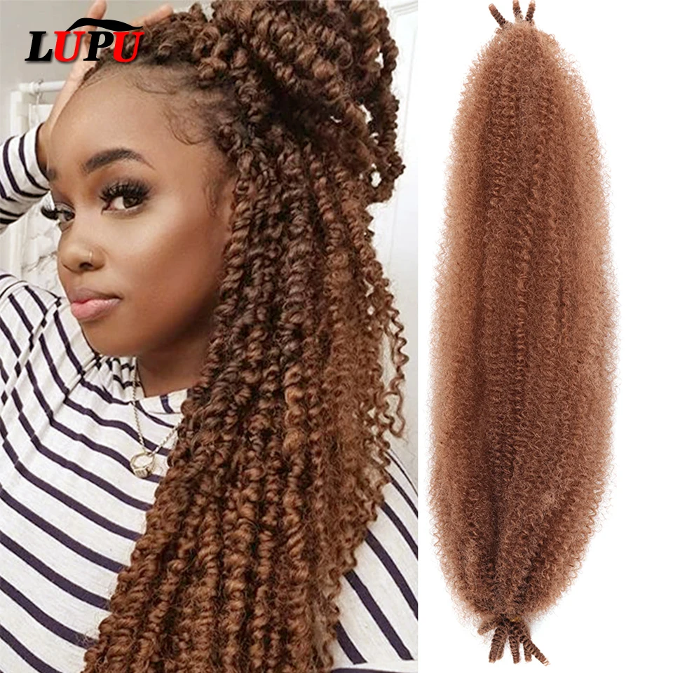 

LUPU Synthetic Marley Twist Crochet Braiding Hair Pre-Fluffed Pre-Stretched Afro Kinky Curly Hair Extensions For Black Women